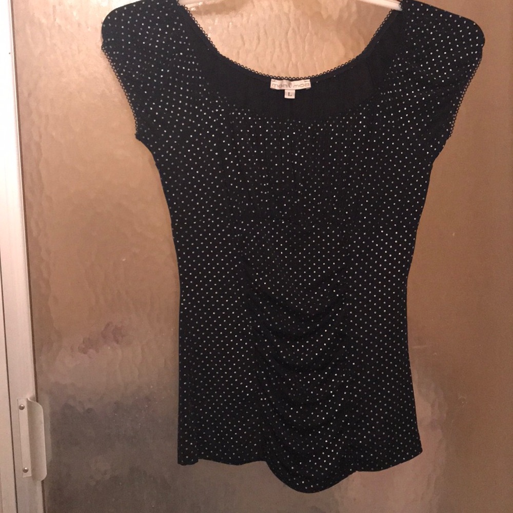 💋Black With Silver Polka Dot Top💋